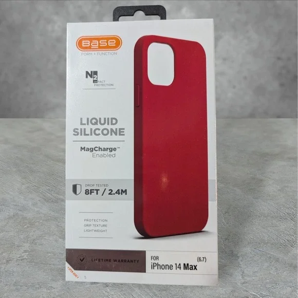 A9. Base Liquid Silicone MagCharge Case For Apple iPhone 14 Max (14 Plus) Red
