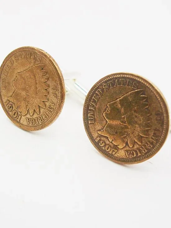Coin Cuff Links Indian Head Pennies Men Formal Shirt Accessory
