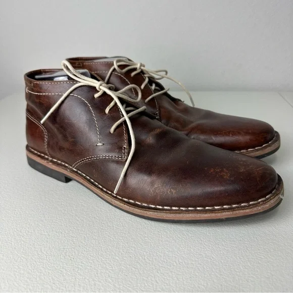 Steve Madden Men’s Brown Ivon Leather Lace Up Chukkas Chukka Boots Size 9.5