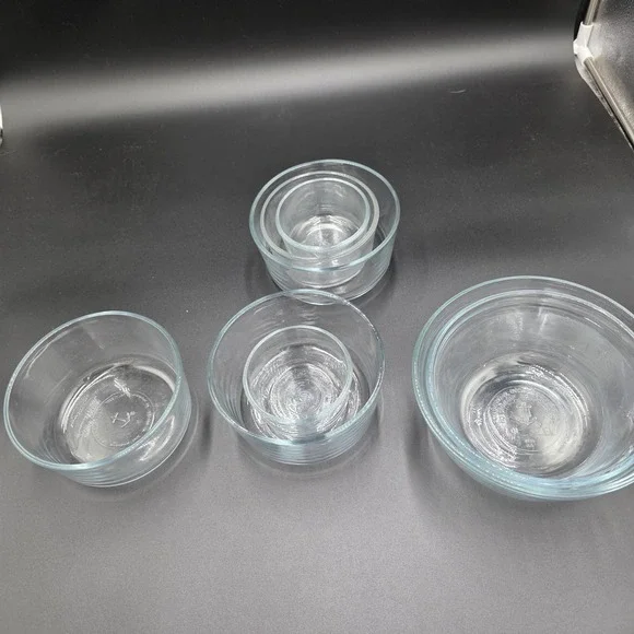 Anchor Hocking Clear Glass Nesting Mixing Prep Bowl Set Round Made in USA 8pc