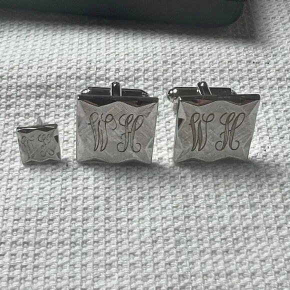 Anson “WH” Engraved Cuff Links and Tie Tack