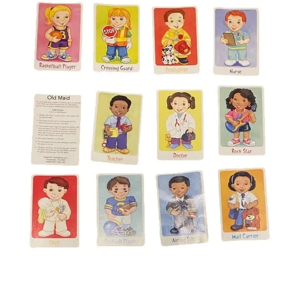 Old Maid 36 Educational Kids Game Card: Firefighter Chef Nurse Doctor Teacher
