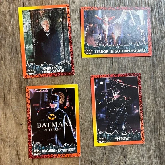 Vintage 1992 Topps Batman Returns Trading Cards Lot of 4 Catwoman Shreck