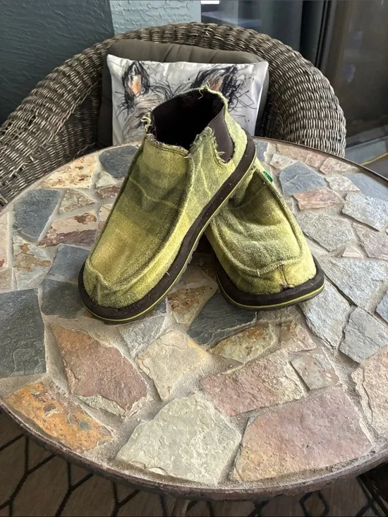 Sanuk Olive Green Chukka Canvas Slip-On Boots