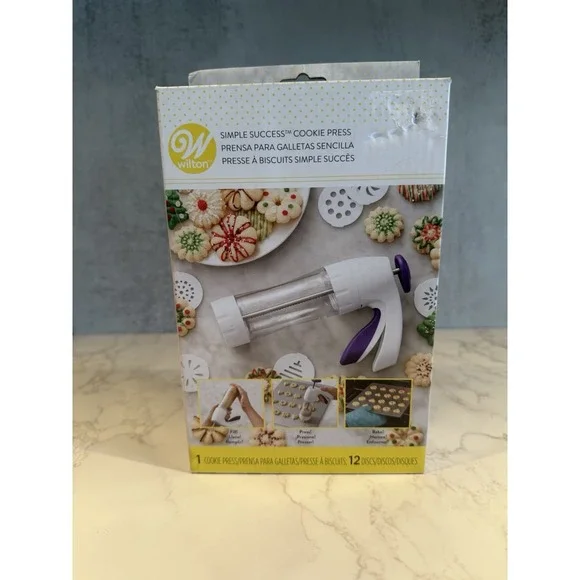 Wilton Simple Success Cookie Press White 12 Discs Spritz Cookies Baking Tool