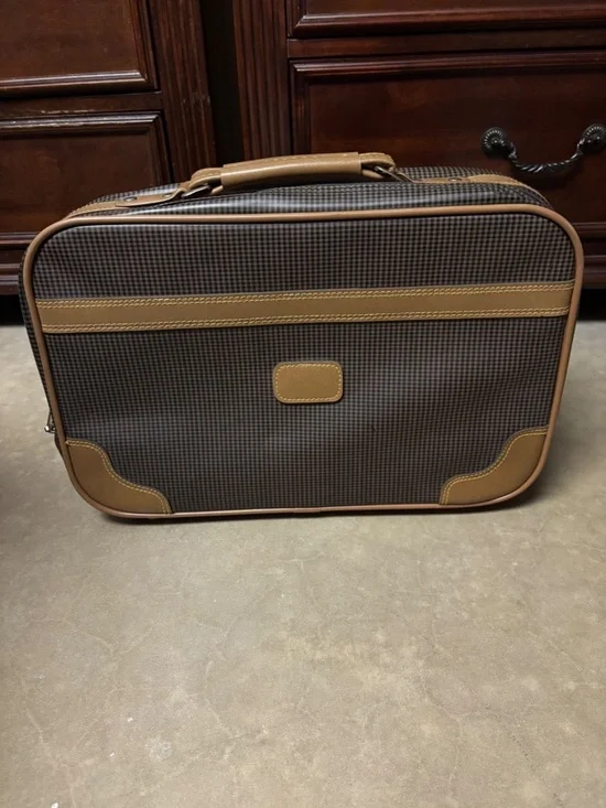 Vintage Admiral Luggage Brown Checkered Bag