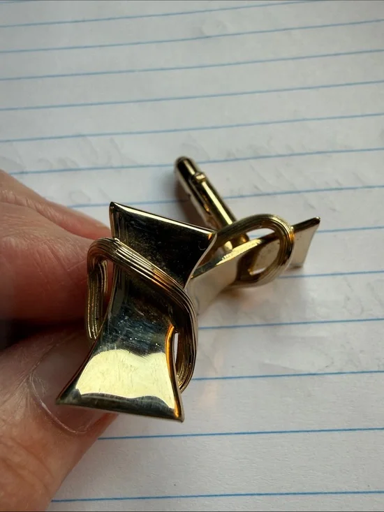 Gold Tone Knot Cufflinks - Modern Sculptural Design