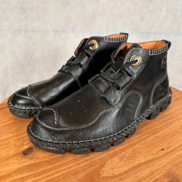 Jing Pin Shi Shang Leather Chukka Boots Mens 9 Black Good Whipstitch Lug