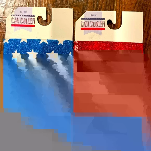2~American Flag Patriotic Glitter Short Can Cooler