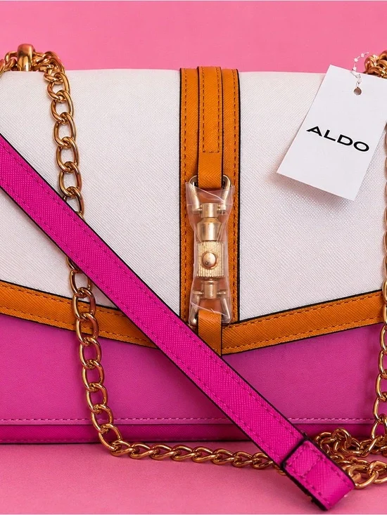 ALDO Pink, White & Orange Colorblock Chain Crossbody