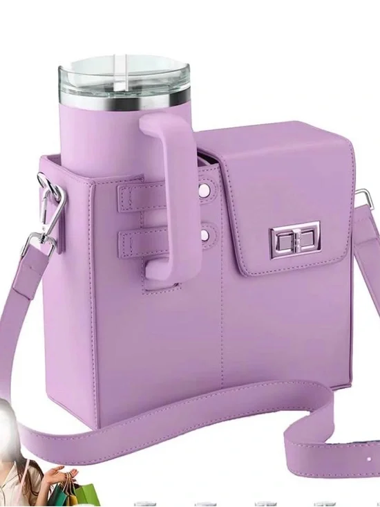 Lilac Crossbody Bag with Integrated Cup Holder - Unbranded