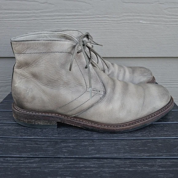 Frye Murray Chukka Boots Taupe Gray Green  Lace Up Short Boots Casual Men's 10
