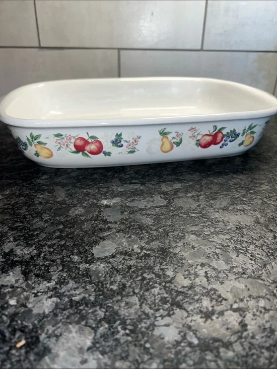 Corelle 9x13 Chutney Fruit or Abundance White Ceramic Rectangular Baking Pan