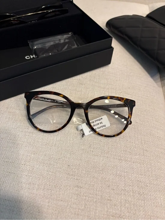 NWT CHANEL Optical Glasses w/ Interchangeable Sunglasses Tortoise Black $700