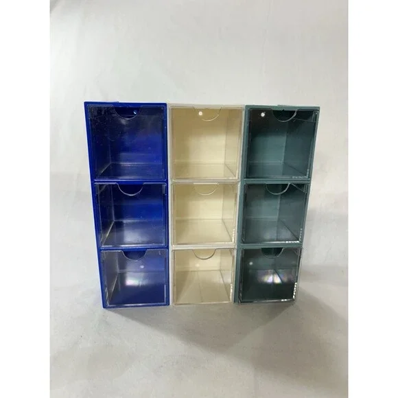 Clear Plastic 9 Drawer Storage Organizer Desktop Bathroom Makeup Craft Wall Moun