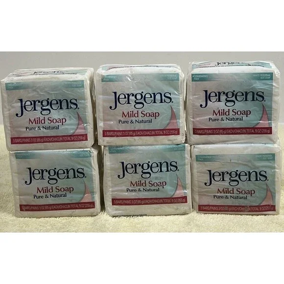 JERGENS MILD SOAP PURE & NATURAL Unopened New TALLOWATE 6pks of 3bars 3oz ea=18
