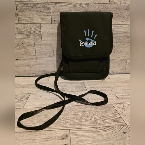 Mudd  Black Crossbody Pouch with Light Blue Handprint Logo