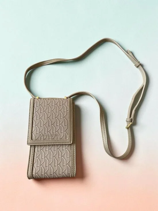 KATIE LOXTON Beige Logo Phone Crossbody Bag