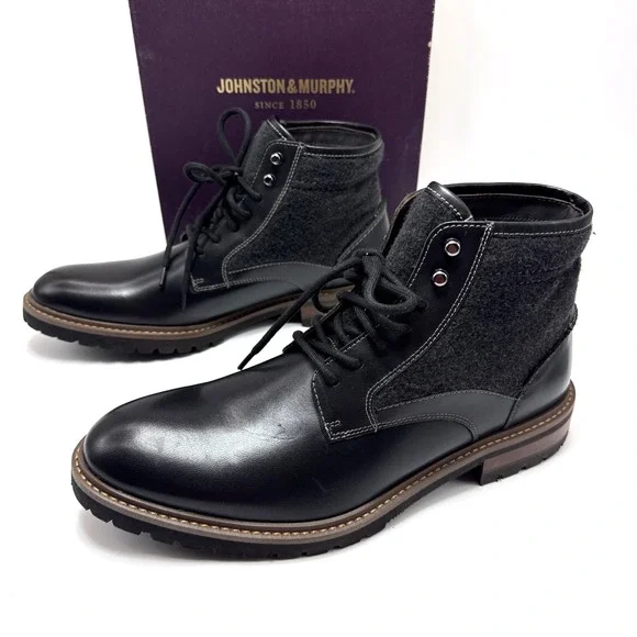 Johnston & Murphy Chadwick Plain Toe Boots Shoes Mens Size 10 M Black