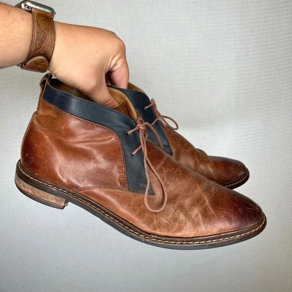 Cole Haan Mens Grand.OS Leather Chukka Boots C24141 British Tan Navy 10M