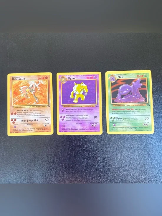 Pokemon Cards Hitmonlee 22/62, Hypno 23/62 & Muk 28/62
