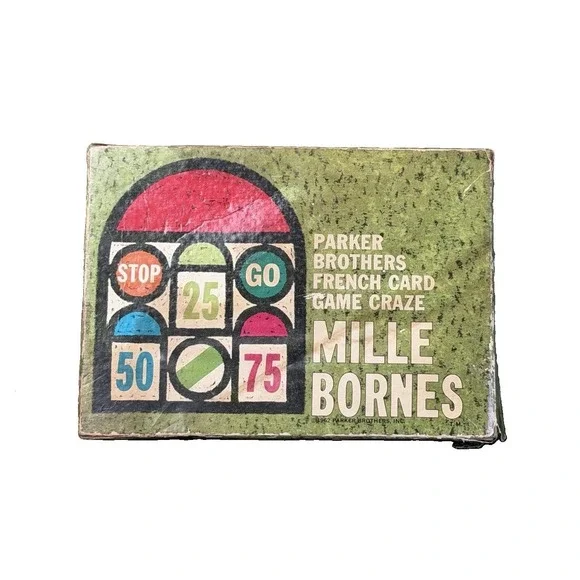 Mille Bornes 1962 Parker Brothers French Card Game Complete with Card Trays