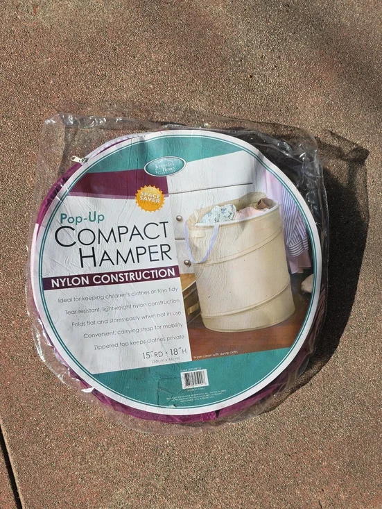 Pop-Up Compact Hamper - Purple Nylon Laundry Storage