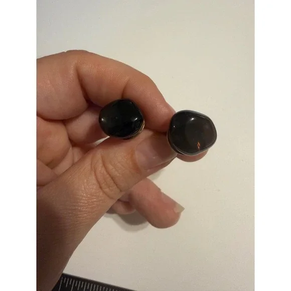 Vintage Swank Gold Tone Black Onyx Pebble Cabochon Cufflinks Pat 2920365 Mid Mod