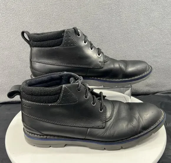 Clarks Varick Hill Chukka Ankle Boots Lace Up Black Blue Leather Men Size 11