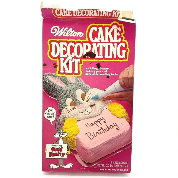 Vtg 1977 Wilton Bugs Bunny Cake Decorating Kit Looney Tunes Baking Pan 3205-276