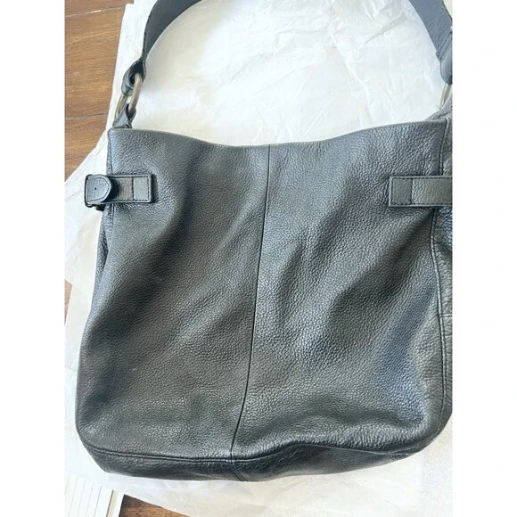 Vintage Gap Black Pebbled Cowhide Leather Tote Bag '06  Large Handbag Y2K  Purse