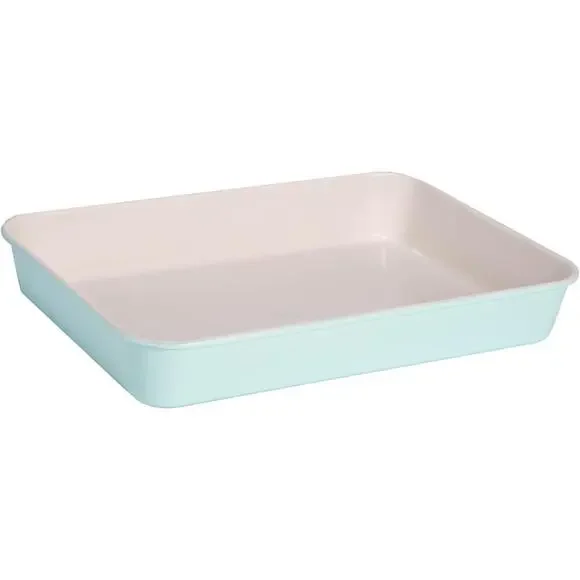 Clean Ceramic Roasting Pan Aqua 14 Inch Durable Nonstick Oven Safe Dishwasher