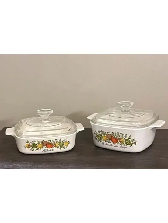 CorningWare Vintage Floral 2-Piece Square Casserole Dish Set with Glass Lids