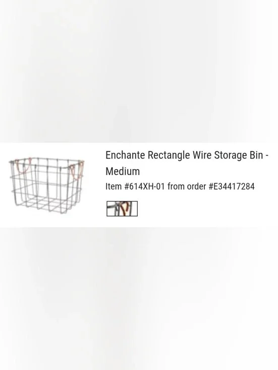 NWT Enchanted Rectangular Wire Storage Bin with Copper Handles, Medium
