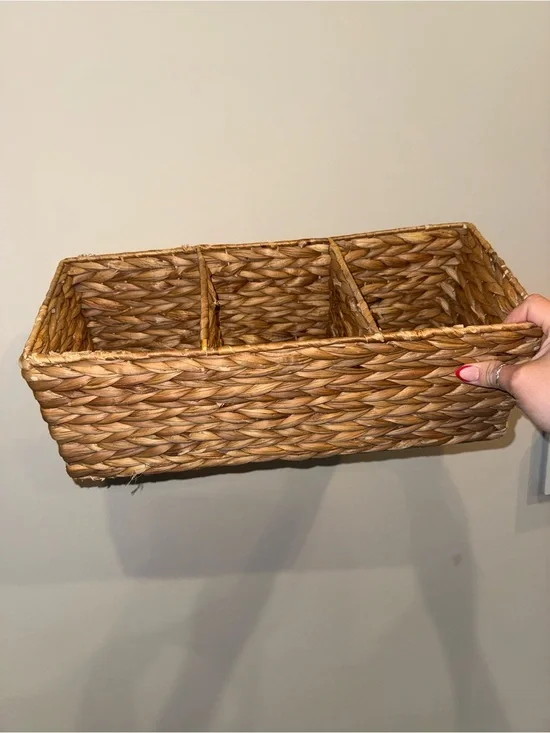 3 Compartment Wicker Storage Basket