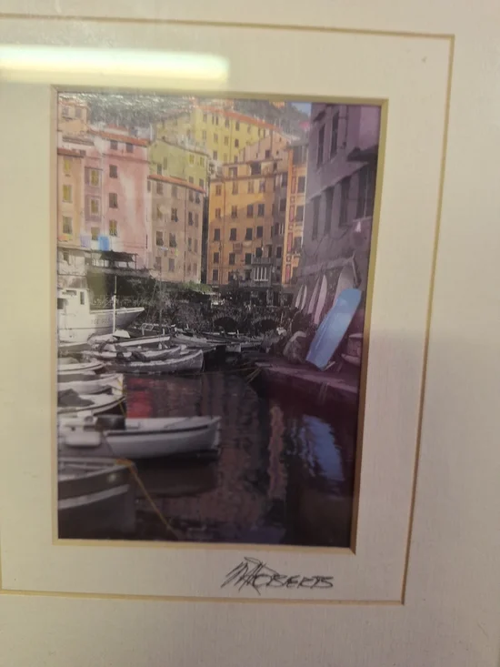 Coastal Harbor Print Signed M Roberts.