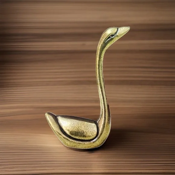 BG5-Miniature brass metal Swan bird animal farm figurine