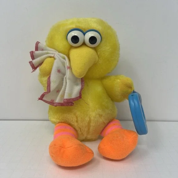 Playskool Sesame Street Big Bird Baby Sensory Rattle Plush Toy 1988 Vintage 8