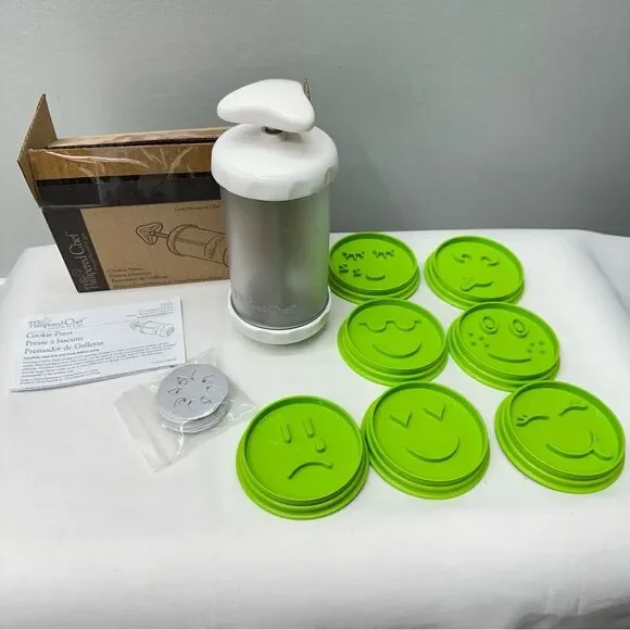 Pampered Chef cookie press and emoji cookie cutters and shapes‎ easy clean