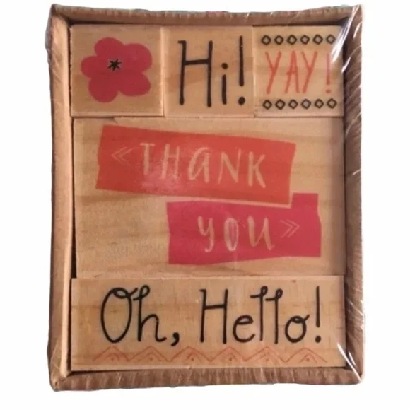 Rubber Stamp Set Phrases Flower Hi Oh Hello Yay Scrapbooking Planner Accessories