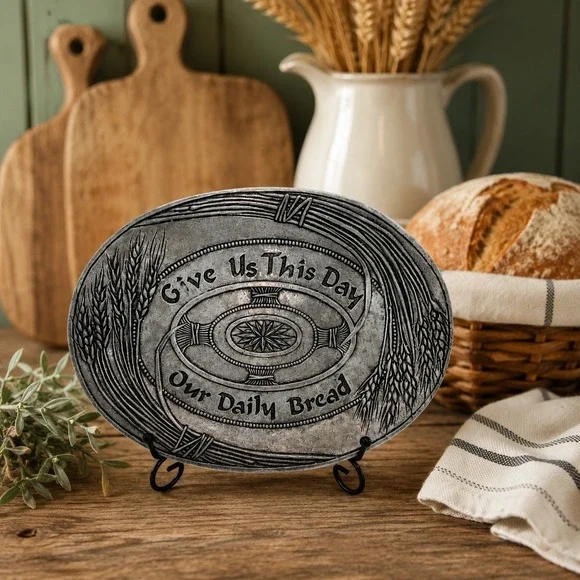 Carson Pewter Bread Tray Farmhouse Rustic Primitive Faith-Based Kitchen Decor