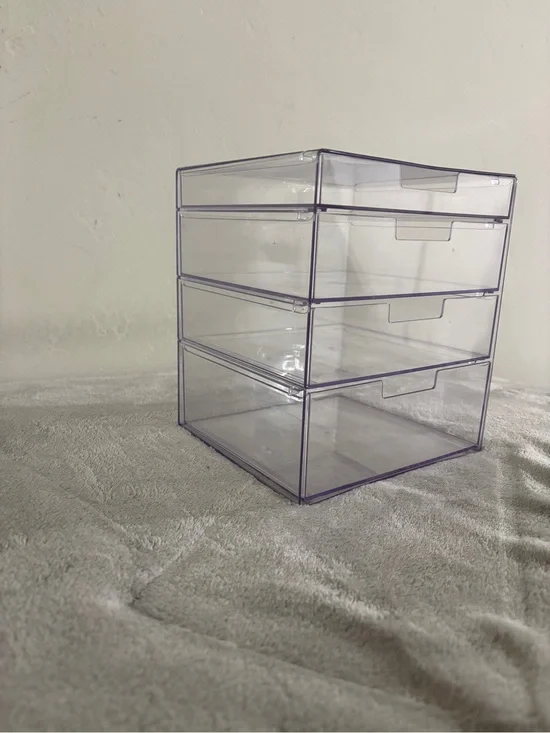 Transparent Light Purple 4-Drawer Stackable Storage Organizer