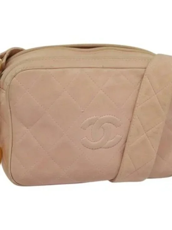 CHANEL Matelasse Shoulder Bag Lamb Skin Pink CC Auth 117845