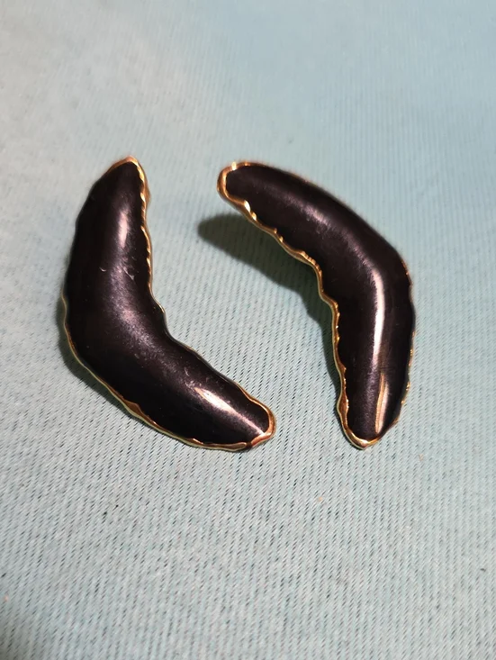 Black Gold-Trim Crescent Clip-On Earrings - Men's Accessories