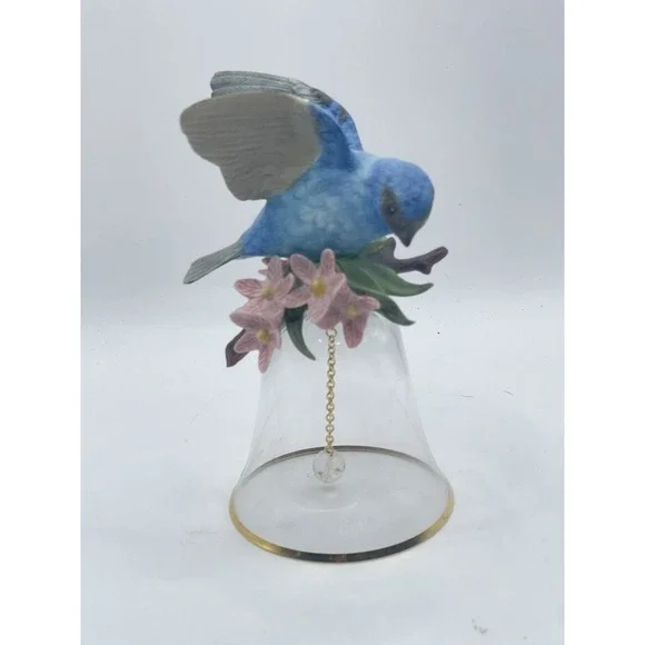Vintage Made in Japan Porcelain Bird Bell – Bluebird Bell‎ with Crystal Pull