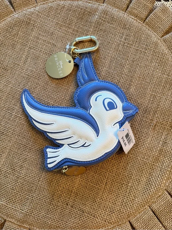 Snow White Blue & White Bird Keychain Pouch