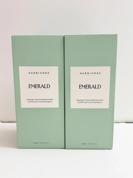 Herbivore Emerald Adaptogen Cleansing Milk Body Wash 8.4 fl.Oz. x2