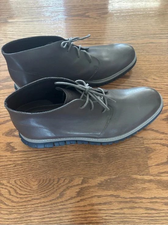 Men's Gray Leather Lace-Up Cole Haan Boots