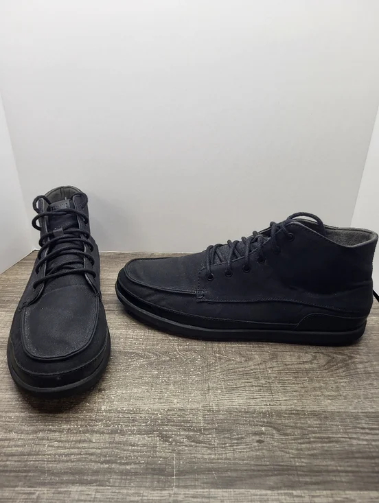 OluKai Nalukai Kapa Boots Mens 11.5 Shoes Black Canvas  Casual Chukka Shoes