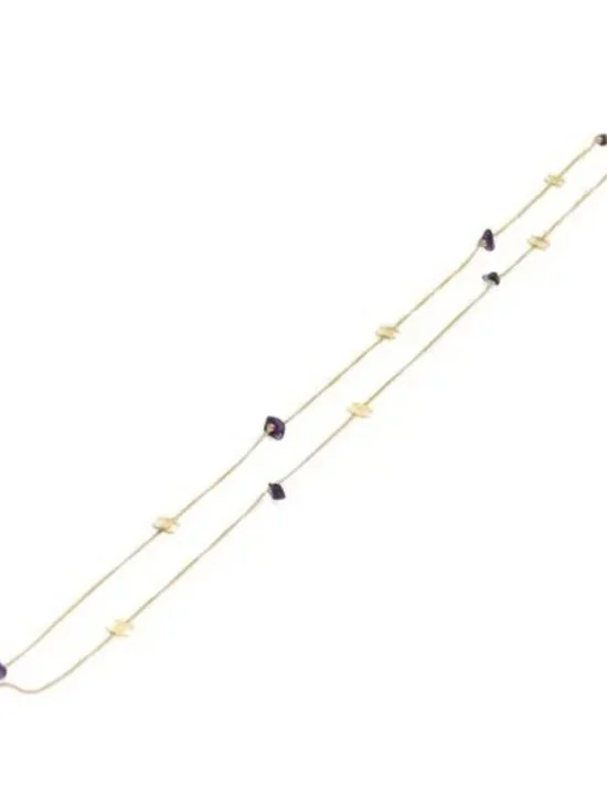 CHANEL COCO Mark Stone Necklace Gold CC Auth am5561V